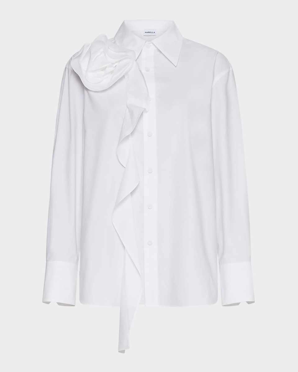 Ketch Rosette Ruffled Poplin Shirt